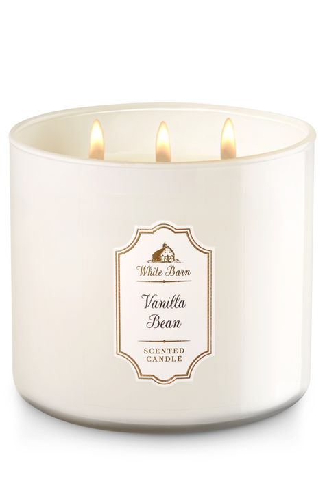 Vanilla Bean 3-Wick Candle - Home Fragrance 1037181 - Bath & Body Works Bath And Body Works Candles, Pretty Candles, White Barn Candle, Candle Bath, Candle Obsession, Bath N Body Works, Bath Body Works Candles, Bath And Body Work, Vanilla Candle