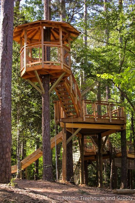 A collection of unique home designs that are cool and charming. You must be interested in the designs of this house. #home #unqiue #design #homedesign Treehouse Zipline, Treehouse Platform, Treehouse Ideas, Beautiful Tree Houses, Treehouse Masters, Building A Treehouse, Treehouse Cabins, Backyard Trees, Tree House Plans