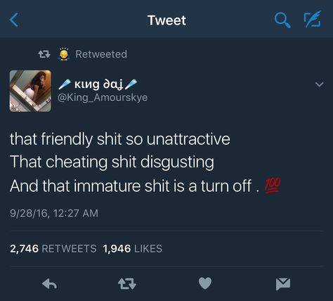 That friendly shit is so unattractive that cheating shit is disgusting and that immature shit is a turn off Turn Offs For Women, Bae Quotes, What Men Want, Relatable Tweets, Relationship Memes, Queen Quotes, Real Talk Quotes, Real Quotes, Fact Quotes