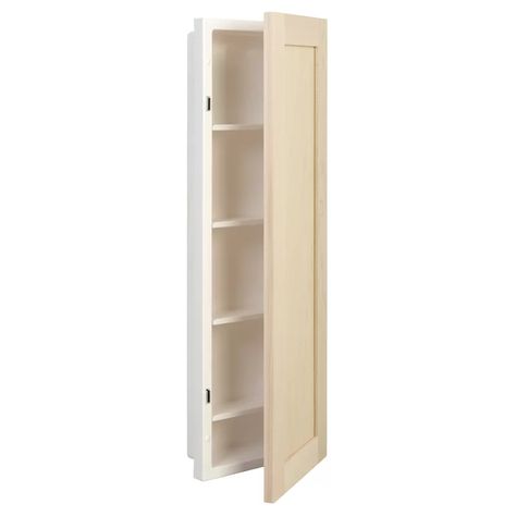 Alcott Hill Eben 12" W x 36" H Recessed Cabinet & Reviews | Wayfair Wood Medicine Cabinets, Recessed Cabinet, Narrow Cabinet, Recessed Medicine Cabinet, Wall Mounted Bathroom Cabinets, Bathroom Wall Cabinets, Cabinet Shelving, Wall Mounted Cabinet, Laundry Room Storage