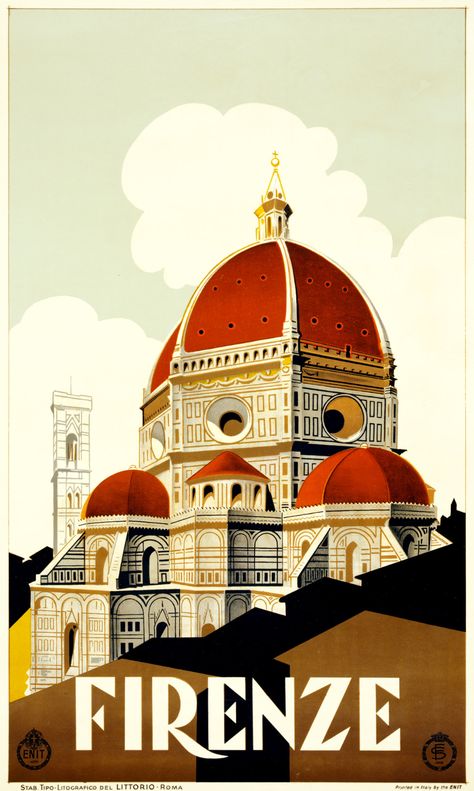 Firenze, travel poster for ENIT, 1930 | Firenze. Travel post… | Flickr Vacation Illustration Art, Room Posters Black And White, Amsterdam Honeymoon, Italy Gift Ideas, Florence Architecture, Vintage Travel Aesthetic, Vacation Illustration, Italian Poster, Florence Cathedral