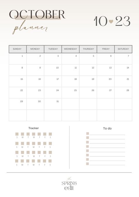 FREE CLASSY October  Calendar 2022 Templates- - THE SPRING EDIT | Printable Planner by  Andrew Silvers October Schedule 2023, Monthly Planner October 2023, October Planner 2023, Coleus Tree, October 2023 Calendar, Homework Planner Printable, Minimalist Journal, October Planner, Pinterest Planner