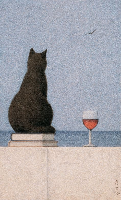 Quint+Buchholz+Tutt%2527Art%2540+%252812%2529 Quint Buchholz, Magic Realism, Black Cat Art, A Glass Of Wine, Cats Illustration, Glass Of Wine, Art And Illustration, Cat Illustration, Cat Drawing