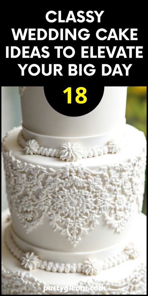 Get ready to be amazed by these 18 classy wedding cake ideas that can truly elevate your big day! From elegant lace-inspired piping to sophisticated buttercream finishes, these cakes boast unique designs that are perfect for modern celebrations. Discover styles that range from striking floral accents to minimalist tiered marvels. Whether you're searching for simple and refined or intricate and detailed, these wonderful cakes will inspire your wedding dessert decisions, ensuring everyone remembers your special day for the delicious treats. Buttercream Ruffle Cake, Stunning Wedding Cakes, Sunflower Wedding Centerpieces, Classy Wedding Cakes, Buttercream Ruffles, Pastel Macarons, Wedding Cheesecake, Rose Gold Cake, Striped Cake