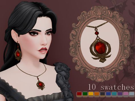 Sims 4 Cc Victorian, Vampire Necklace, Vampire Jewelry, Sims Medieval, Victorian Accessories, Victorian Necklace, Sims 4 Mm, Sims Hair, Sims 1