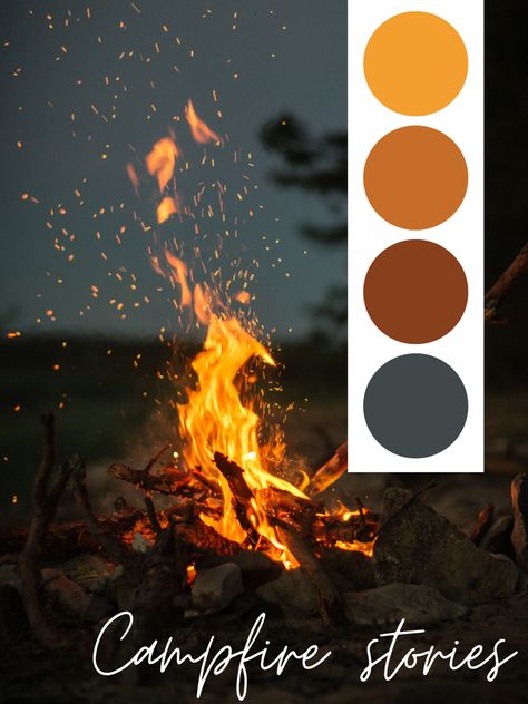 Campfire Color Palette, Camping Color Palette, Camp Color Palette, Tabaxi Warlock, Fire Color Palette, Color Palette Photography, Campfire Wedding, Outdoor Color Palette, Coloring Styles