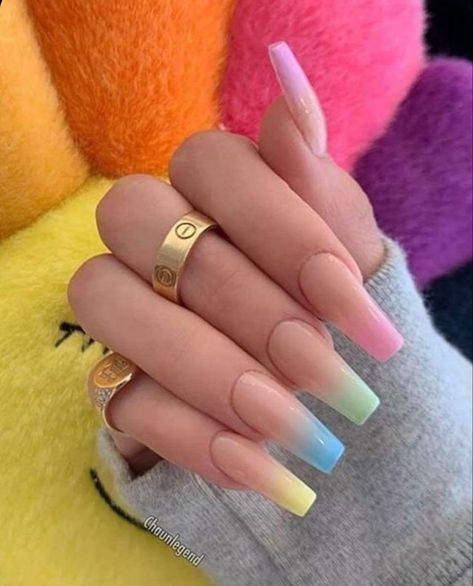 Multicolored Nails, Gel Pedicure, French Pedicure, Easter Nail Designs, Easter Nail Art, Summer Acrylic Nails, Easter Nails, Acrylic Nails Coffin, Nailed It