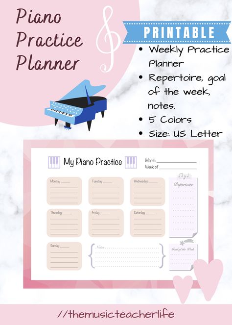 Goal Of The Week, Class Planner, Teaching Piano, Piano Practice, Music Practice, Music Piano, Piano Teaching, Music Classroom, Letter I