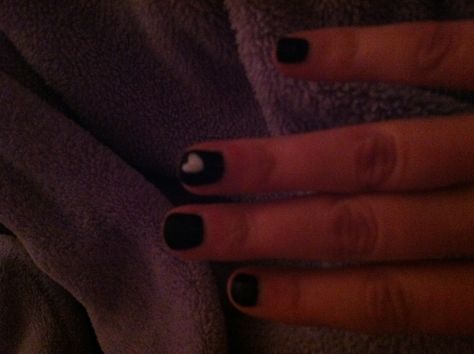 White Short Nails, Broken White, White Heart, Black Nails, Short Nails, Nails, Hair, White, Black