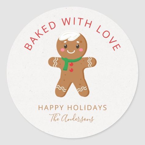 Christmas Bake Sale, Baked Gifts, Cute Gingerbread Man, Baked With Love, Gingerbread Decorations, Love Logo, Christmas Packaging, Love Stickers, Christmas Card Holders