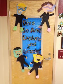 Buzzing About Second Grade: Dive in and Explore 2nd Grade! Some Cute Ocean Themed Classroom. Beach Theme Classroom, Nautical Classroom, Ocean Classroom, Ocean Theme Classroom, Class Theme, 2nd Grade Classroom, Theme Classroom, Door Decorations Classroom, New Classroom