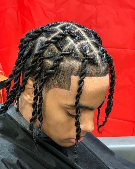 French Montana Braids, Dd Osama Twists, Braids For Studs, Cornrolls Hairstyles Braids Men, Rope Twist Men, High Top Braids Men, Twist Braids Hairstyles Men, Twist Hair Men, Two Strand Twist Hairstyles