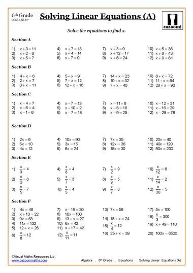 Linear Equations Worksheet, Algebra Equations Worksheets, Equations Worksheets, Solving Linear Equations, Simplifying Expressions, Math Practice Worksheets, Algebra Equations, Algebra Worksheets, Solving Equations