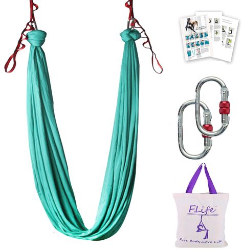 PRICES MAY VARY. There are many Aerial Yoga Hammocks on the market, but our Basic Aerial Yoga Hammock is made from Certified Quality Material And Hardware. 1 x 5.5 yards Elastic aerial hammock , 2 x Steel Screw-lock Carabiners (25KN), 2 x 3ft Nylon Reinforced Daisy Chains (23KN).Max rated for 2,000 pound dynamic load. HIGH QUALITY MATERIAL – It is long lasting, comfortable, and can be used by the whole family. The fabric is 100% Nylon Tricot fabric and between 102 to 108 inches wide. It is tight Silk Yoga, Aerial Yoga Hammock, Sensory Swing, Aerial Yoga Poses, Yoga Inversions, Aerial Silk, Yoga Hammock, Aerial Hammock, Daisy Chains