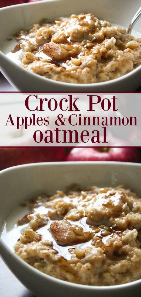 Crock Pot Oatmeal, Oatmeal With Apples, Crockpot Oatmeal, Slow Cooker Oatmeal, Apples And Cinnamon, Breakfast Crockpot Recipes, Apple Cinnamon Oatmeal, Apple Oatmeal, Cinnamon Oatmeal