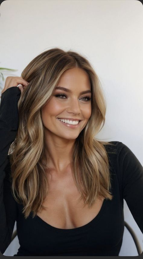 Dirty Blonde Fall Hair Color, Blonde Fall Highlights, Fall Hair Color With Blonde, Fall Brown And Blonde Hair, Fall Blonde Brown Hair Color, Colors To Wear With Brown Hair, Jen Affleck Hair, Cool Blonde Brown Hair, Soft Brown With Blonde Highlights