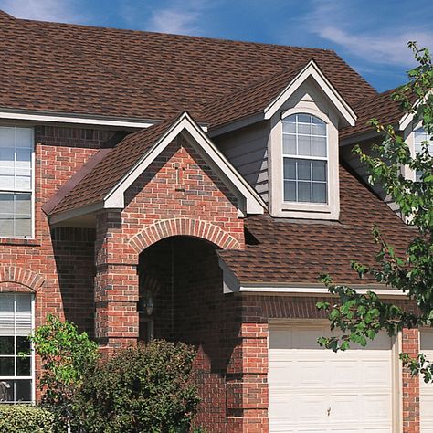 Roof Shingle Colors - How to Pick the Best Roof Color for Your Home? Brick House Siding, Gaf Roofing, Orange Brick Houses, Siding Colors For Houses, Red Brick House Exterior, Red Brick Exteriors, Roof Shingle Colors, Metal Roof Houses, Brick Roof