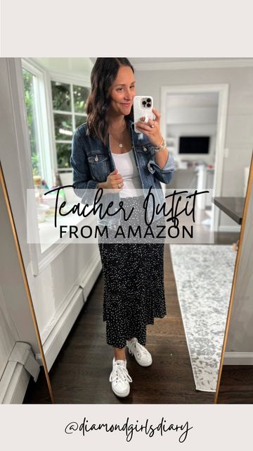 Amazon Teacher Outfits, Teacher Outfit Ideas, Midi Skirts Style, Teacher Outfit, Amazon Storefront, Petite Skirt, Teacher Style, Polka Dot Skirt, Workwear Fashion