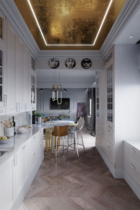 Painted Ceiling Ideas, Ceiling Coving, New Ceiling Design, Dining Room Ceiling, Ceiling Design Living Room, Gold Ceiling, Home Decor Ideas Living Room, Ceiling Ideas, Kitchen Ceiling