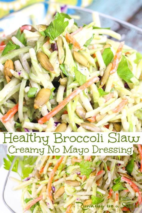 Broccoli Slaw Dressing Healthy, Healthy Broccoli Slaw Recipes, Recipes Using Broccoli, Broccoli Slaw Dressing, Healthy Broccoli Slaw, Broccoli Slaw Recipe, Dinners Vegetarian, Broccoli Cole Slaw, Broccoli Slaw Recipes