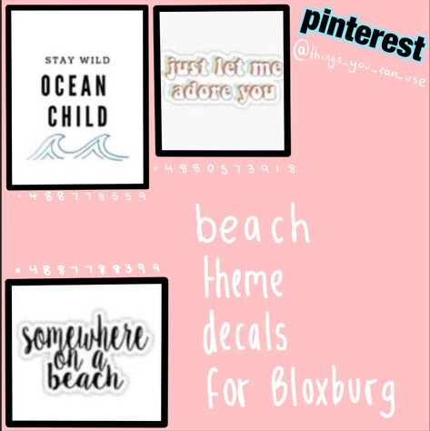 Bloxburg Beach House Photo Codes, Swimming Pool Decals Bloxburg, The Summer I Turned Pretty Bloxburg Decals, Bloxburg Bussines Ideas, Bloxburg Beach Wallpaper Codes, Bloxburg Beach Picture Codes, Bloxburg Beach Codes, Summer Decals Bloxburg, Bloxburg Summer Decals Codes