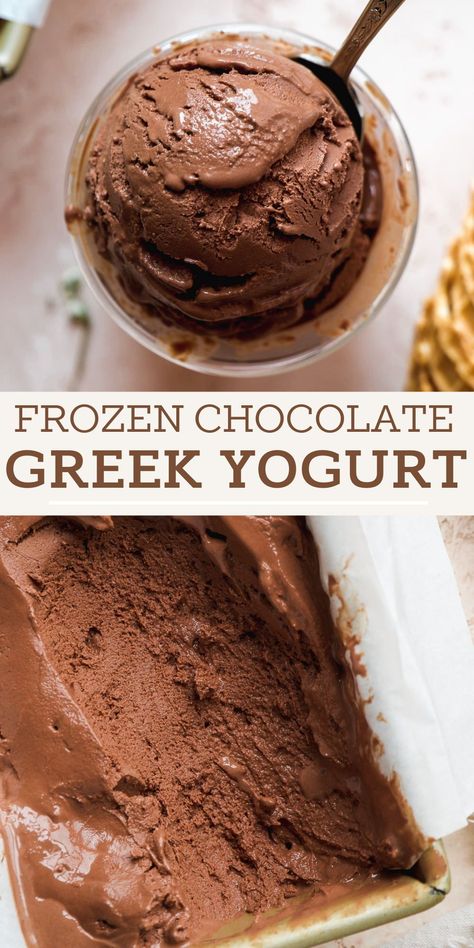 Chocolate Frozen Yogurt, Homemade Frozen Yogurt, Chocolate Greek Yogurt, Frozen Yogurt Recipes, Healthy Ice Cream Recipes, Chocolate Yogurt, Ice Cream Maker Recipes, Yogurt Ice Cream, Greek Yogurt Recipes