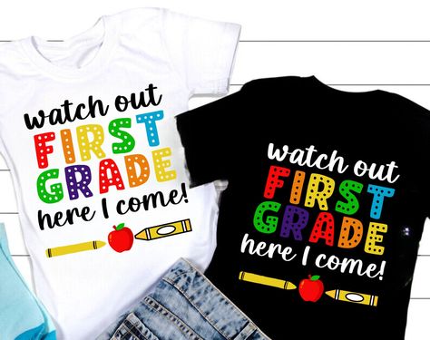 Watch Out First Grade Here I Come SVG, 1st Grade svg, Kids School Shirt svg, Boys & Girls Back To School svg, First Day Of School svg School Shirt Svg, Girls Back, Back To School Svg, Svg Kids, Girl's Back, School Svg, Sixth Grade, Fifth Grade, Fourth Grade