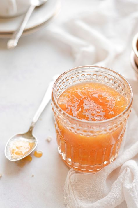 Homemade peach apricot jam, spiced with ginger and sweetened with honey. Peach Apricot Jam, Peach Buttercream, Homemade Peach Jam, Peach Cupcakes, Spiced Peaches, Sweet Sauces, Peach Preserves, Jam Session, Peach Jam