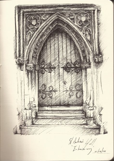 Sketch Gothic Architecture Drawing, Croquis Architecture, Gothic Drawings, Architecture Drawing Sketchbooks, Gothic Buildings, Architecture Sketchbook, Architecture Drawing Art, Architectural Drawing, 3d Drawings