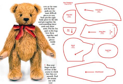 Primitive Teddy Bear Patterns, Vintage Teddy Bear Patterns Free Printable, Printable Stuffed Animal Patterns, Sewing Teddy Bear Pattern, Memory Bear Pattern Free Printable, Stuffed Animal Clothes Patterns, Teddy Bear Patterns Free Sewing, Diy Stuffed Animals Patterns, Memory Bears Pattern Free Easy