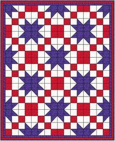 FREE PATTERN - Road to Oklahoma White And Blue Quilt, Valor Quilts, Flag Quilt, Blue Quilt, Half Square Triangle Quilts, American Quilt, Patriotic Quilts, Quilt Of Valor, Placemats Patterns