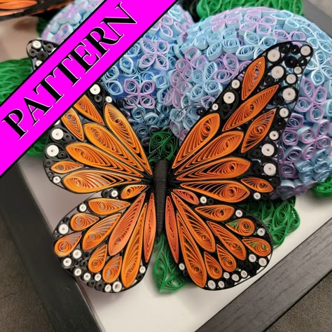 Quilling Butterfly Pattern, Butterfly Paper Quilling, Quilling Patterns Templates Printable, Quilled Mosaic, White Quilling, Monarch Butterfly Pattern, Quilled Butterfly, Free Quilling Patterns, Quilling Butterfly