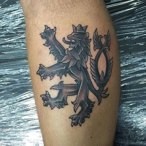 Heraldic Lion Tattoo, Czech Republic Tattoo Ideas, Traditional Czech Tattoo, Prague Tattoo Ideas, Czech Tattoo Ideas, Czech Tattoos, Single Tattoos, Czech Tattoo, Lion Tattoo Meaning