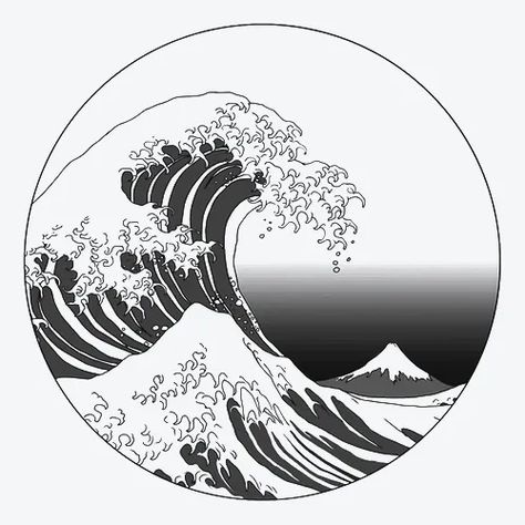 Japan Wave Tattoo, Hokusai Wave Tattoo, Hokusai Tattoo, Voyager Tattoo, Hunter Tattoo, Tatuagem Masculina Pequena, Rogue Wave, Japan Tattoo Design, Tattoo Signs