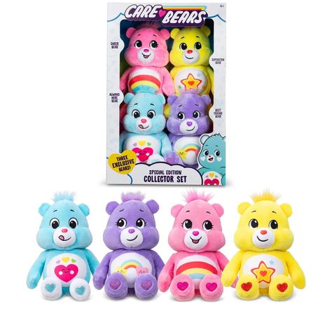 Care Bears 20cm Plush Treasure Box 4-Pack (Cheer Bear / Superstar Bear /Best Friend Bear / Always Here Bear). Bring home the magic of friendship with our Care Bears collection! Which one will be your favorite? 🌈❤️ #Toys4You #cuddlebuddies #carebears #treasure #bearfriends #carebearstoys #carebearscollection For more amazing toys visit our website. www.toys4you.co.uk Care Bear Plushies, Care Bears Stuff, Care Bears Plushies, Care Bear Plush, To Best Friend, Rainbow Badge, Care Bears Plush, Heart Plush, Heart Rainbow