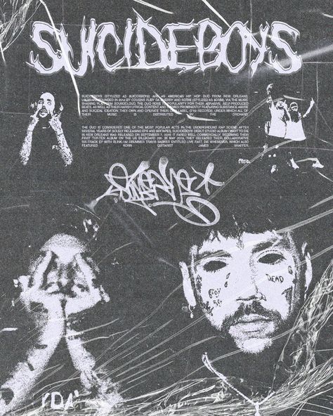 Suicideboys poster by stssyz.art Sui̇ci̇deboys Posters, Clutter Wall, Boys Mood Board, Grunge Inspiration, Swag Poster, Typography Graffiti, Bleach Designs, Grey Poster, Digital Art Collage