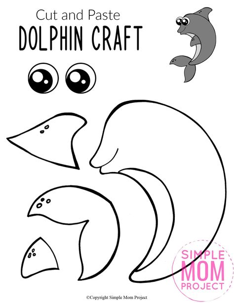 Looking for your next ocean theme project? Use our free printable dolphin template to make this adorable dolphin craft! Click and find the easy tutorial to make this fun ocean art project. Perfect for kids of all ages; including preschoolers and toddlers. #DolphinCrafts #OceanAnimals #OceanAnimalCrafts #SimpleMomProject Dolphin Template, Cut And Paste Crafts, Homeschooling Lessons, Dolphin Craft, Simple Mom Project, Ocean Art Projects, Black And White Ocean, Sea Animal Crafts, Ocean Animal Crafts