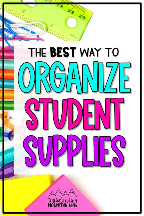 Learn how to organize student supplies on the first day of school and keep them organized all year long too. How To Store Student Binders In Classroom, Organize Student Supplies, Individual Student Supply Storage, Student Desk Organization Ideas, Organizing Student Supplies, School Supplies Organization Classroom, Classroom Student Supply Organization, Student Supply Organization Elementary, Student Materials Organization