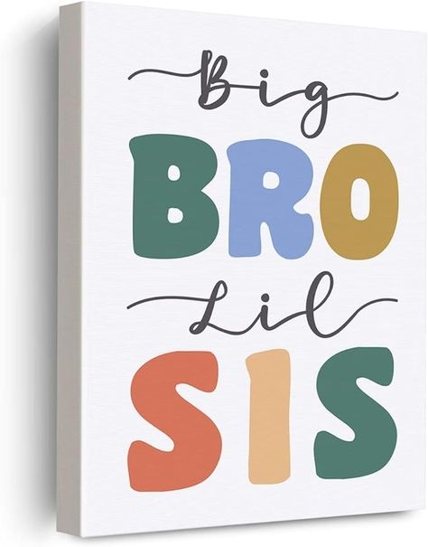 Amazon.com: EVXID Nursery Big Bro Lil Sis Canvas Poster Painting Kids Room Wall Art, Sisters Brothers Print Picture Artwork Framed Ready to Hang for Kids Play Room Wall Decor 12 x 15 inch: Posters & Prints Brother Sister Room Decor, Painting For Brother, Big Bro Lil Sis, Anniversary Quotes For Friends, Sister Room Decor, Painting Kids Room, Art Sisters, Sister Room, Painting Kids