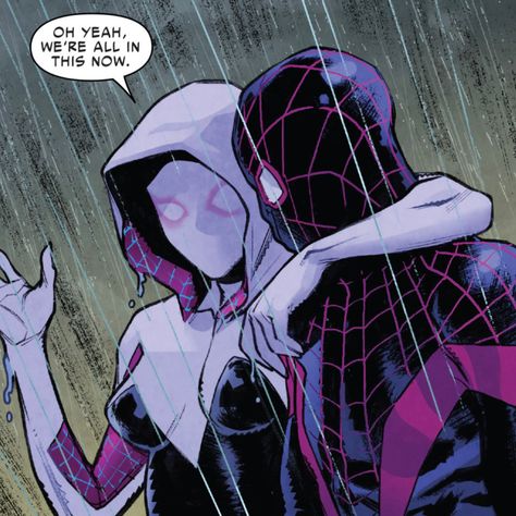 miles morales aka spider-man and gwen stacy aka spider-woman/spider-gwen/ghost-spider icon. Spider Man And Gwen, My Superhero, Ghost Spider, Old Comics, Gwen Stacy, Spider Gwen, Spider Woman, Miles Morales, Always Be