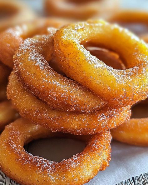 Fried Cinnamon Apple Rings – Kitchen Lap Fried Cinnamon Apple Rings, Apple Rings Recipe, Fried Apple Rings, Cinnamon Apple Rings, Biscuits Homemade, Fried Apple, Apple Rings, Apple Fritter, Fried Apples