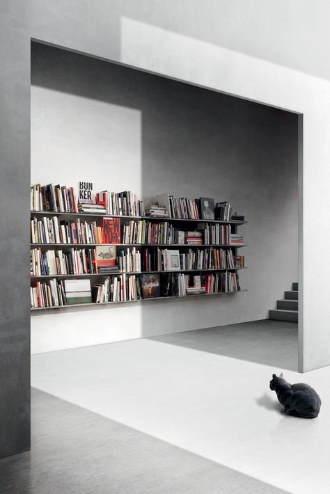 Minimal Library, Minimal Bookshelf, Freestanding Bookcase, Modular Bookcase, Decorative Lamps, Wall Mounted Bookshelves, Bookcase Design, Shelf System, Home Library Design