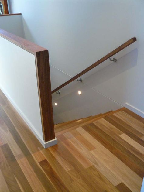 Stair railings, steel railings and staircase handrails are specialties of Coastal Staircases in Geelong. Complete our online quote request for a free quote. Half Wall Staircase, Diy Stair Railing, Staircase Handrail, House Staircase, Stair Railings, Half Walls, Glass Stairs, Stair Railing Design, Staircase Remodel