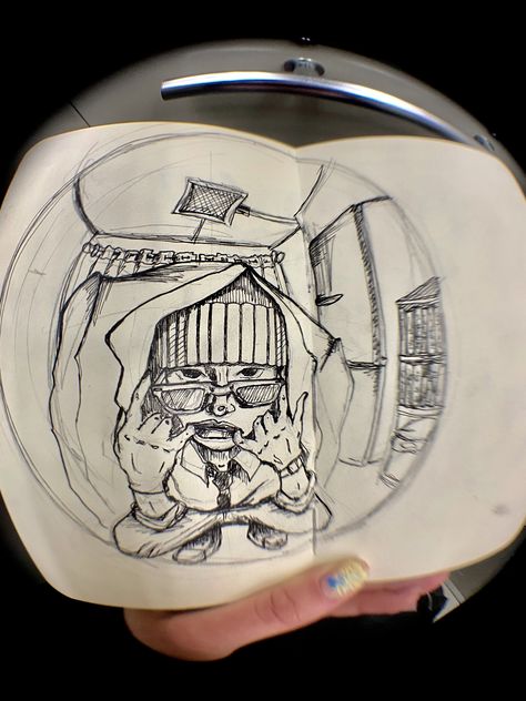 Fisheye Person Drawing, Fisheye Sketch Aesthetic, Fisheye Lense Drawing, Fish Eye Pov Drawing, Fisheye Lens Drawing, Fish Eye Lens Drawing, Fish Eye Sketch, Fish Eye Drawing Perspective, Fisheye Drawing