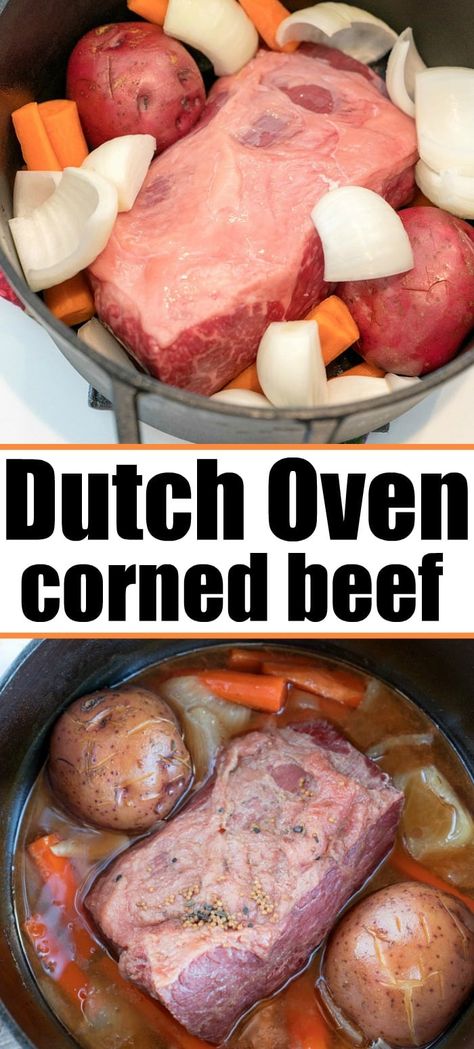 Beef In Dutch Oven, St Patricks Day Dinner, Oven Corned Beef, Slow Cook Corned Beef, Jamaican Dinner, Dutch Oven Corned Beef, College Dinner, Recipes Jamaican, Cabbage Beef