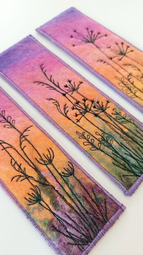 Felted Bookmarks, Shrewsbury England, Quilted Postcards, Tea Dance, Workshop Inspiration, Thread Sketching, Felt Bookmark, Seed Heads, Felt Pictures