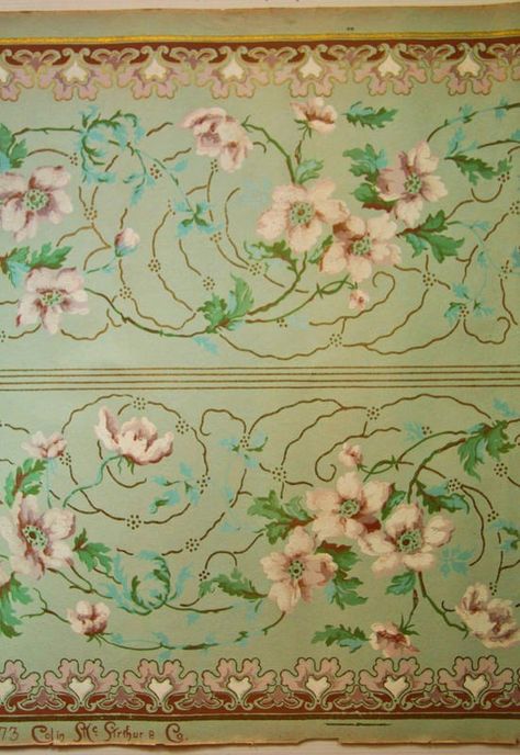 Wallpaper frieze roll Wallpaper Frieze, Botanical Design, Visual Representation, Birds Eye View, Birds Eye, Clematis, Poppies, Birds, History