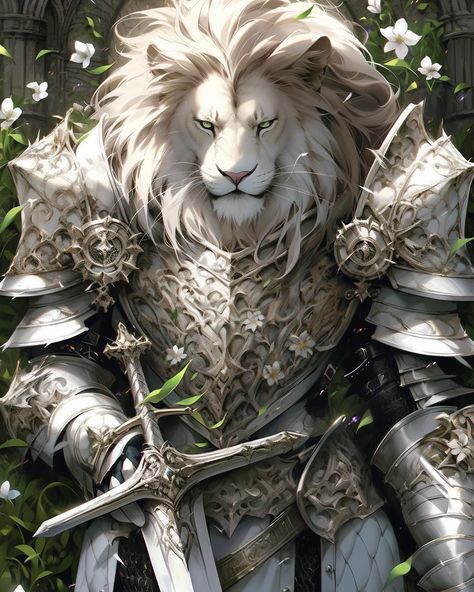 Lion Human, Lion Knight, Human Warrior, Male Lion, Cat Costumes, Mythical Creatures, Creative Ideas, Character Inspiration, Concept Art