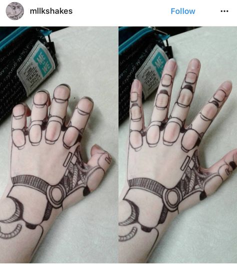 Tatouage Hand Robot Tattoo, Robot Finger Tattoo, Hand Pen Tattoo Art, Hand Art On Hand, Bionic Hand Tattoo, Cool Hand Art With Pen, Cyberpunk Makeup Tutorial, Art On Hands Pen, Cool Things To Draw On Your Arm