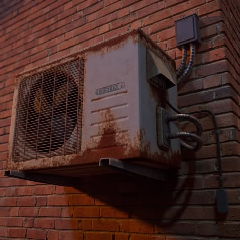 ArtStation - Rusted AC Unit, John Dupuis Test Subject, Game Level Design, Props Concept, Wall Material, Winter City, Props Art, Substance Designer, Military Diorama, Ac Units